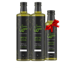 زيت زيتون بكر ممتاز –2 عبوة × 1000مل بلاستيك معتم + ٢٥٠ مل (زجاج معتم هدية)